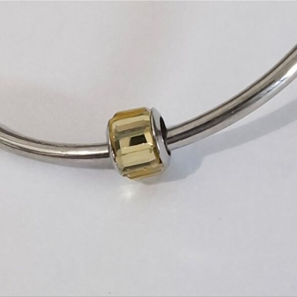 Silver‎ Yellow Crystals Charm for Pandora Style Bracelet - Picture 3 of 4